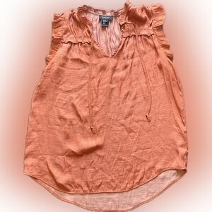 Jones New York Ruffled Sleeveless Blouse - Orange